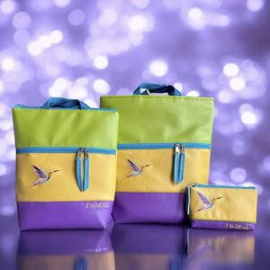 Lila/mustár/lime (hímzett kolibri)