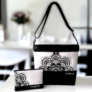 Fekete/fehér/fekete (festett félkör mandala)