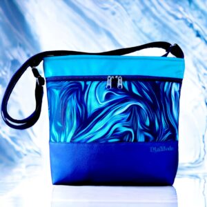 Fényeskék/kék hullámok minta/türkiz