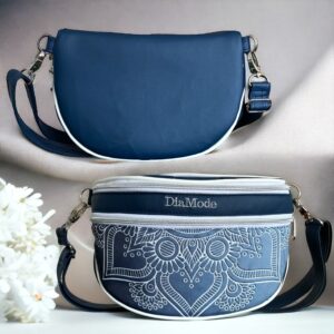 Mélykék/spec. nyomtatott félkör mandala