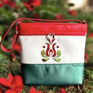 Fényes zöld/fehér/piros (applikált magyaros tulipán)