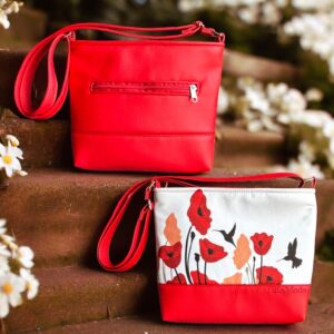 Piros/spec. nyomtatott pipacsos