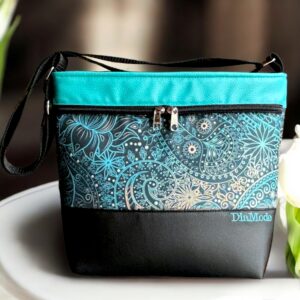 Fekete/óceánkék mandala minta/türkiz