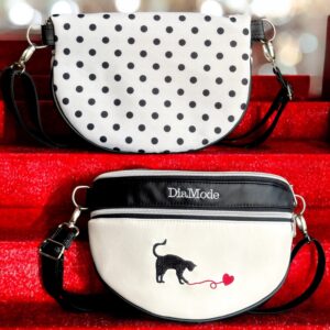 Fekete/fehér/pöttyös (hímzett cica)