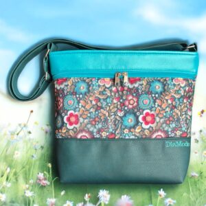 Petrol/petrol virágok minta/türkiz