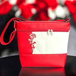 Piros/fehér/piros (rózsa applikált minta)