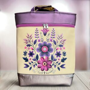 Sötét bronz/bézs alapon virágok/szilva