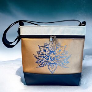 Mélykék/rosegold/csillogó fehér (mandala minta)