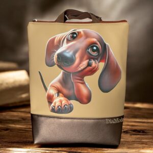 Sötét bronz/bézs alapon tacskó