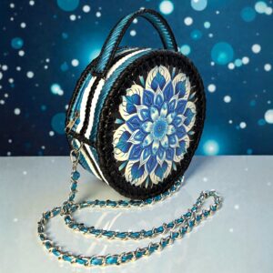 Medalion metál türkiz/fekete/fehér (mandala minta)